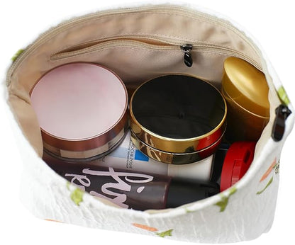Floral Jacquard Makeup Bag - Large Capacity Cosmetic Pouch & Travel Toiletry Organizer with Zipper, Perfect for Daily Use, Gifts, and On-the-Go Essentials, Purses for Women Clearance