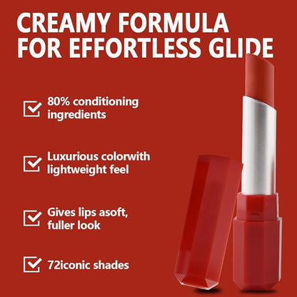 Orange Red Matte Creamy Lipstick for Women, Longwear Lips Gloss Face Paint Stick, Lip Stick Stain Long Lasting Waterproof Easy Application Full Coverage Velvet Gloss for Party Halloween Makeup 06
