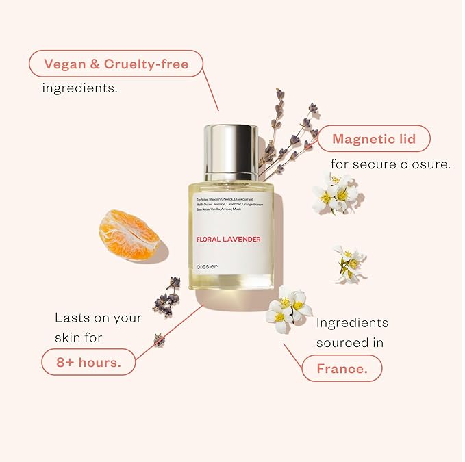 Dossier - Floral Lavender - Eau de Parfum - Inspired by YL's Libre - Perfume Luxury - Pure Infused - Paraben-Free - Vegan - For Women - Fragrance - 3.4 Fl 0z (Spray 100ml)