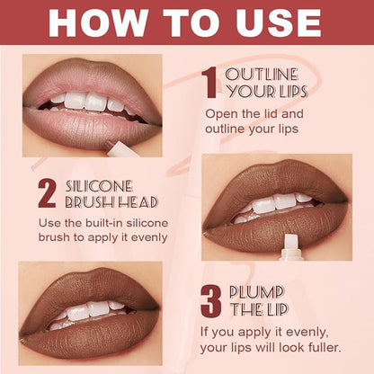 SUAKE Plump Matt Lipstick Lipliner Pencil Pack,Waterproof Crayon with Silicone Smudger for Define Contours & Sculpting Lip, Longwear Moisture Smooth Creamy Formula for Lip Makeup (07# Lean)