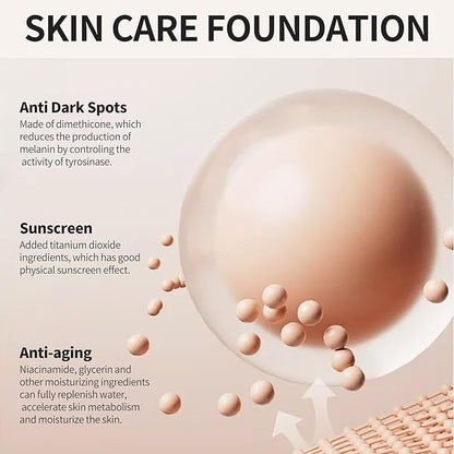 Anti-Dark Spot Liquid Foundation - Collagen Serum Foundation Infused with 2% Niacinamide, High Coverage For A Smooth & Satin Finish, 108 Light