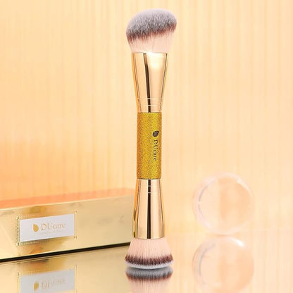 DUcare Foundation Brush Contour Bronzer Makeup Brush Double Ended Self Tanner Brush Sculpting Brush for Blending Liquid Powder Concealer Cream Cosmetics Blush Buffe