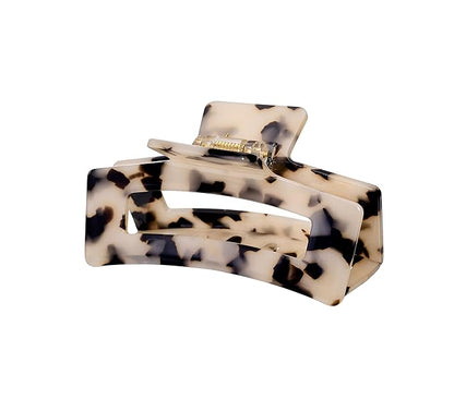 Cellulose Acetate Hair Claw Clips, Rectangle Tortoise Shell Celluloid Strong Hold Clips for Thin Thick Hair, Barrette Jaw Clamp Styling Accessories for Women Ladies Mother (2 Pack)