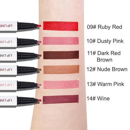 3Pcs Longwear Liquid Lip Liner Stain Marker Pen Set Long Lasting Waterproof, Mocha Light Nude Brown Matte Permanent 24 Hour Lip Liner and Lipstick Combo Color Stay Lipliner All Day Lip Stains peel off