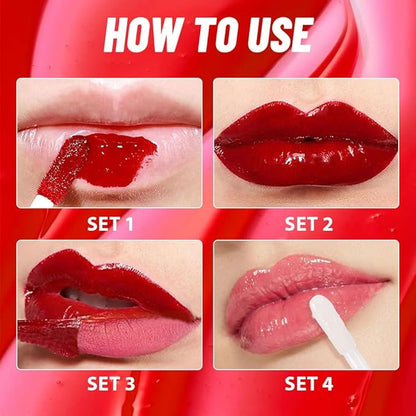 Baby Pink Peel off Lip Stain Lip Oil Dual Ended Combo Set with Tweezer, 2 in 1 Lips Liner Stain Oil Long Lasting Waterproof, High Pigmented Flawless Lips Tint Stick Not Faded Vegan & Cruelty-free