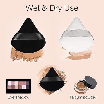 8 facial soft triangle puffs, 5 makeup mini puffs, wet and dry makeup tools, used for powder, mineral powder, body powder, foundation make-up, washable powder puffs
