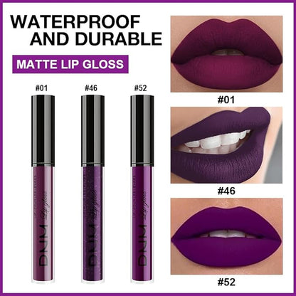 AMY'S DIARY 3Pcs Bright Red Matte Liquid Lipstick Sets, Lip Stain Long Lasting 24 Waterproof Lip Gloss Gift Set Matt Makeup for Women Lippies(Set28#)