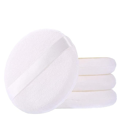 WSYUB Powder Puff, Powder Puff for Body Powder, Ultra Soft Large Velour Body Powder Puffs, 4.13 inch,4pcs，White, Round