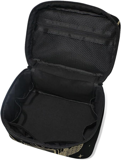 Makeup Train Case Sacral Night Girl On Moon Korean Carrying Portable Zip Travel Cosmetic Brush Bag Organizer Large for Girls Women