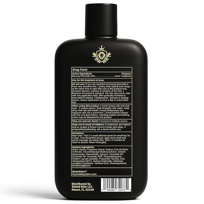 Shield Men's Acne Body Wash for Back, Chest & Shoulders - 4% Benzoyl Peroxide Body Wash, Clears Breakouts & Acne Scars – Unscented with Niacinamide, Glycolic Acid & Ceramides, 8.5 oz