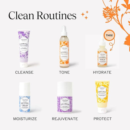 LilyAna Naturals Vitamin C Serum for Face - with Hyaluronic Acid and Vitamin E, Anti Aging Serum, Reduces Age Spots and Sun Damage, Promotes Collagen and Elastin (Double Pack)