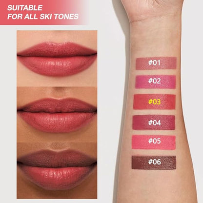Crimson Matte Lipstick Crayon - High Pigment Creamy Formula, Waterproof Long Lasting, Smooth Glide Application, Non-Sticklipstick, Ultra Thin Lightweight, Velvet Matte Lip Feel for Women 03#