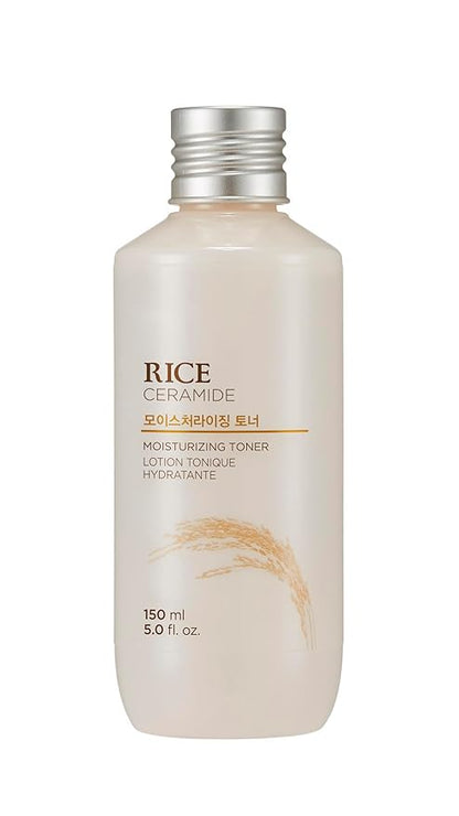 The Face Shop Rice Ceramide Moisturizing Toner - Rice Extract Rice Toner for Face - Strengthens Skin Barrier - Hydrating Targets Dryness - Lightweight Face Moisturizer - Glow Essence Korean Skin Care