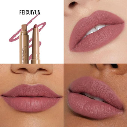Matte Crayon Lip Liner Pencil, Plum Lip Liners Lipstick For Women, Plump Creamy Formula With Silicone Smudger for Define Contours & Sculpting Lip, Cruelty-Free, 0.75g/0.026oz