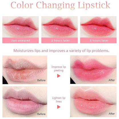 BINGBRUSH Peach Color Changing Lipstick,Moisturizer Long Lasting Lip Care Lip Balm Magic Lip Gloss Lip Tint Stain Gloss Set for Women (3 pcs Aloe + Peach + Avocado Lipstick)