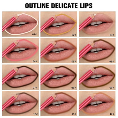 12Pcs Matte Lipstick Crayon Lip Liner pencil Set, Creamy & Hydrating Matte Lip Pencil, Smudge-Proof, Long-Wear Waterproof Lipstick Liner to Create Perfect Lip Makeup (12pcs) Set #02