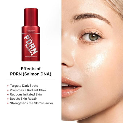 Swanicoco PDRN Hydrating Repair Ampoule Serum Powerful Anti Aging Face and Neck for Skin Turnover Skin Regeneration Wound Healing Korean Skincare, Stocking Stuffer 30ml 1Fl Oz