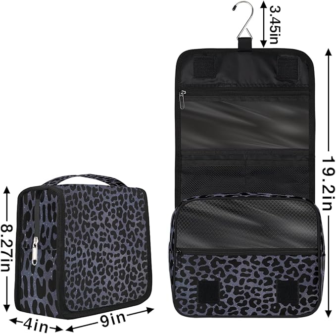 Travel Toiletry Bag for Women & Men Galaxy Leopard Skin Purple Hanging Cosmetic Organizer Portable Waterproof Makeup Case Make Up Bag with Compartments Travel Essentials for Bathroom Shower