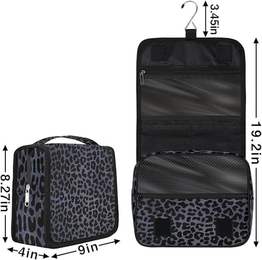 Travel Toiletry Bag for Women & Men Galaxy Leopard Skin Purple Hanging Cosmetic Organizer Portable Waterproof Makeup Case Make Up Bag with Compartments Travel Essentials for Bathroom Shower