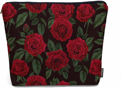 Woman Rose Makeup Bag - Blossom Flower Roses Red Travel Cosmetic Bags Toiletry Makeup Organizer Pencil Pouch For Owners Lady Birthday Gifts