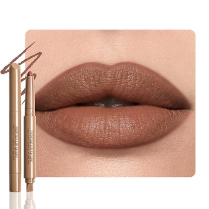SUAKE Plump Matt Lipstick Lipliner Pencil Pack,Waterproof Crayon with Silicone Smudger for Define Contours & Sculpting Lip, Longwear Moisture Smooth Creamy Formula for Lip Makeup-05 Chocolate
