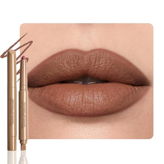 Matte Crayon Lip Liner Pencil, Chocolate Lip Liners Lipstick For Women, PlumpCreamy Formula With Silicone Smudger for Define Contours & Sculpting Lip, Cruelty-Free, 0.75g/0.026oz