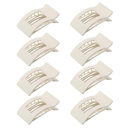 8 Pack French Flat Hair Clips for Women – Large Matte No-Slip Claw Barrettes for Thick & Thin Hair, Strong Hold Styling Accessories (White)