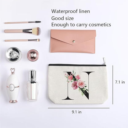 Initial Makeup Bag, Personalized Gifts for Women, Bridesmaid Gifts, Birthday Gifts for Women Mom, Gifts for Best Friend, Bride Bridesmaid Cosmetic bag (Letter N)
