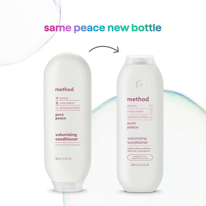 Method Volumizing Conditioner, Pure Peace with Rose, Peony, and Pink Sea Salt Scent Notes, Paraben and Sulfate Free, 13.5 oz (Pack of 1)
