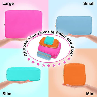 Nylon Small Makeup Bag for Purse, Cute Preppy Makeup Bag Cosmetic Zipper Pouch Purse, Waterproof Portable Travel Toiletry Bag Coin Pouch Clutch Makeup Brush Bag Organizer Storage for Women Girls(Mint)