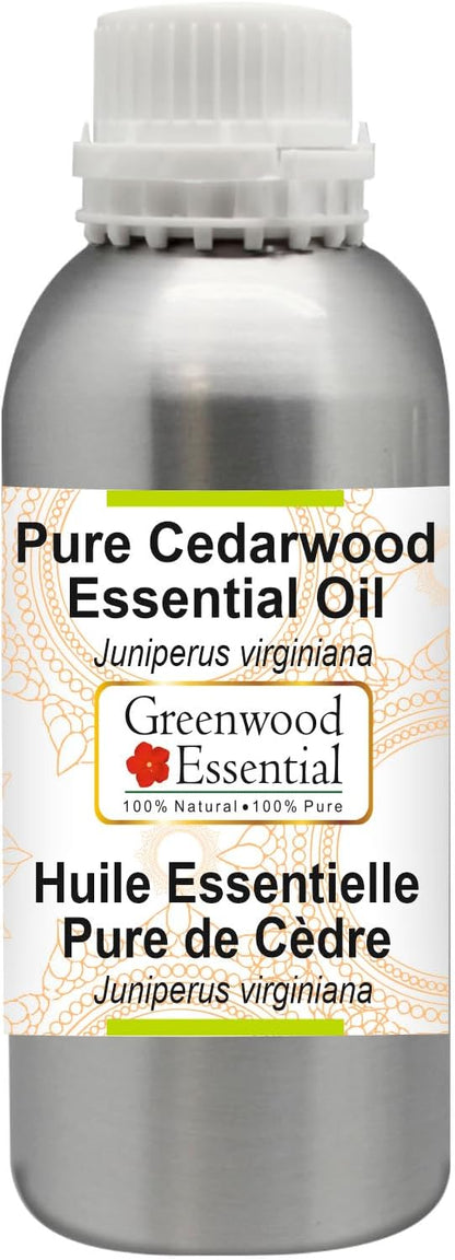 Greenwood Essential Cedarwood Essential Oil (Juniperus Virginiana) Pure | Non-Sticky | Non-Greasy | Lightweight | Men & Women | All Skin Types | Steam Distilled 300ml (10 oz)