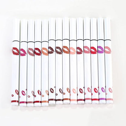2Pcs Longwear Liquid Lip Liner Stain Marker Pen Set Long Lasting Waterproof, Black Cherry Wine Red Matte Permanent 24 Hour Lip Liner and Lipstick Combo, Color Stay Lipliner All Day Lips Stain peel off