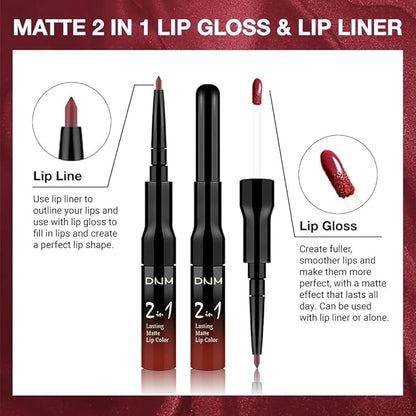 evpct 1Pcs Dark Oxblood Red Matte Lip Liner and Liquid Lipstick Stain Makeup Set for women, Red Long Lasting Smudge Proof Lipstick labiales matte mate larga duracion listip 24 hours originales, 30#