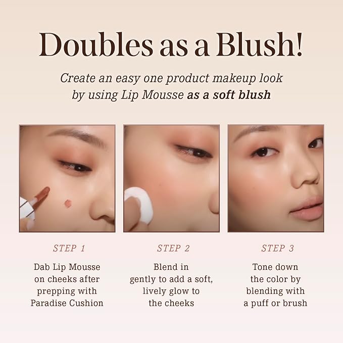 DEARDAHLIA Paradise Dream Velvet Lip Mousse (October) - Vegan Soft-Matte Lip Tint with Lightweight, Buildable, Long-Lasting Color, Whipped Mousse Texture. Cruelty-Free. 0.21 Fl oz