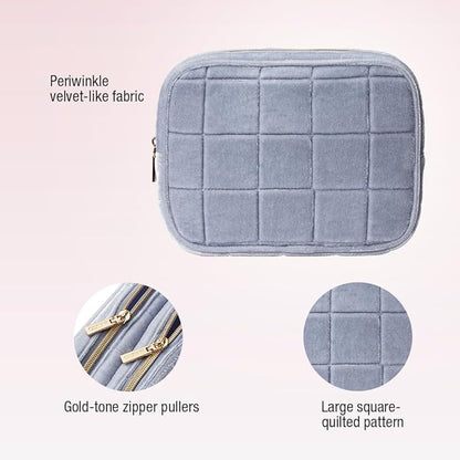 Conair Travel Double Zip Organizer - Toiletry Bag - Makeup Bag - Travel Makeup Bag - Makeup Organizer - Gifts for women - Blue Velvet