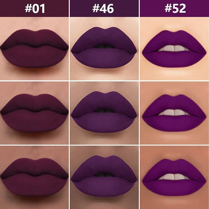 evpct 3Pcs Burgundy Red Black Dark Purple Matte Lip Liner & Liquid Lipstick Stain Makeup Set for Women, Lip Liner Stain Long Lasting Waterproof Smudge Proof, Cruelty Free Lip Makeup 24 hours originale