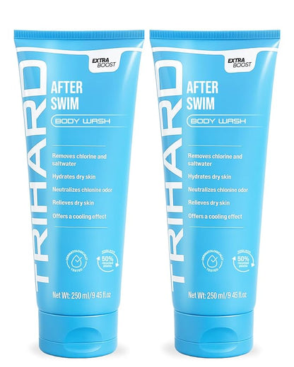 TRIHARD Chlorine Removal Body Wash, Protects and Hydrates Sensitive Skin from Pool and Ocean, Pool Essentials for Post Swim Chlorine Skin Protection (Pack of 2)