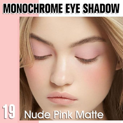 Single Matte Eye Shadow Palette Makeup, Nude Pink Matte Eyeshadow For Mature Women, Monochrome Eye Shadow Makeup, Pigmented Waterproof Sombras Para Ojos, Vegan, Talc, Paraben & Cruelty Free, 19