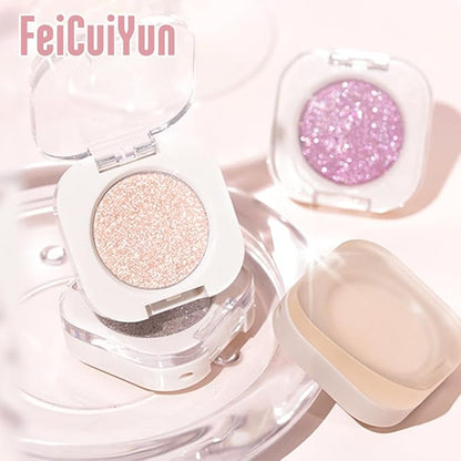 Glitter Shimmer Sparkle Eye Shadow Palette Makeup for Older Women, Pearl White Silver Glitter Shimmer Metallic Holographic Iridescent Cream Iridescent Single Monochrome Eyeshadow Makeup, 11