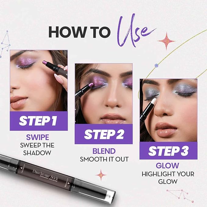 CHARMACY Multichrome 2 in 1 Cream Eyeshadow Stick, Waterproof Eye Brightener Highlighter Stick Makeup, High Pigmented, Smudge-Proof, Vegan & Cruelty-Free (905)