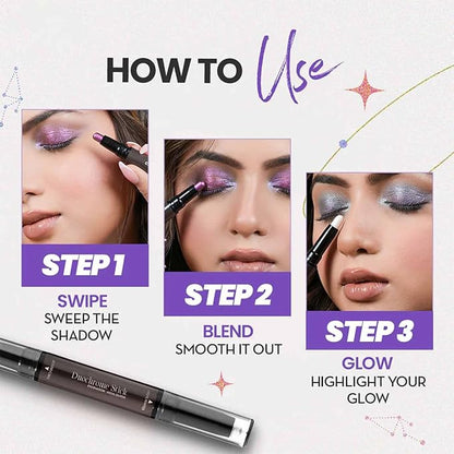 CHARMACY Multichrome 2 in 1 Cream Eyeshadow Stick, Waterproof Eye Brightener Highlighter Stick Makeup, High Pigmented, Smudge-Proof, Vegan & Cruelty-Free (905)