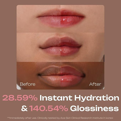 PDRN Tinted Lip Serum – High Gloss Ultra Hydrating Natural Glow, Non-Sticky Volumizing Color Glaze with Long-Lasting Shine, Nourishing Moisturizing Repair for Chapped Lips (0.34 oz)