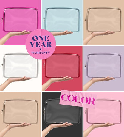 Clear Makeup Bag Zipper Pouch, Transparent Cosmetic Case Organizer, TSA Approved Travel Toiletry Case, Travel Accessories Essentials Makeup Tote for Women, Large Cute Make up Bag for Purse - Sky