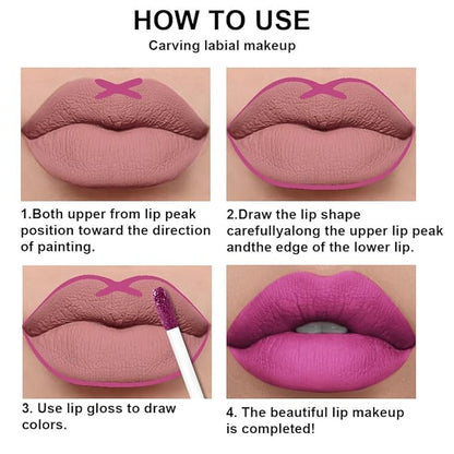evpct 2Pcs Fuchsia Red Matte Lip Liner and Lipstick Combo Set for Women, Fuchsia Lip Combo Set Liquid Lips Stick Gloss and Lipliner Stains Set Long Lasting Waterproof, Lips Makeup 24 Hours originales