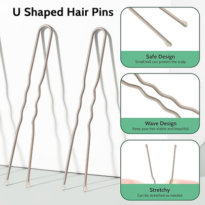 TsMADDTs Hair Bun Set, 4PCS Tan Brown Hair Donut Bun Maker with 20PCS U Shaped Bobby Pins for Dance