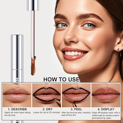 3 Colors Peel Off Lip Liner with Tweezer Kit, Rich Color Matte Finish Lip Tint Stains Makeup Set for Women, Long Lasting, Waterproof, Smudge Proof, For All Skin Types (#1, #3, #5)