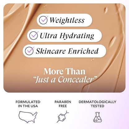 Fièra Luxury Concealer & Foundation with Anti-Aging Ingredients - Full Coverage for Dark Circles, Wrinkles, Fine Lines, and Spots, All-Day Wear For Mature Skin - Light, 0.5 FL. OZ. / 15 ML