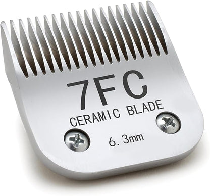 Docal 7FC Silver Detachable Clipper Ceramic Blades, Dog Grooming Clipper Replacement Blades Compatible with Dog Clippers, KM Series Clippers, Most A5, Size-7FC, 1/8-Inch Cut Length (3.2mm)
