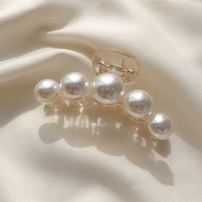 Mehayi 4 PCS Large Pearl Hair Claw Clips for Women Girls, Hair Barrette Clamps for Thick Thin Hair, Fashion Hair Accessories Headwear Styling Tools for Party Wedding