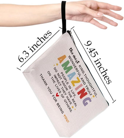 Teacher Appreciation Gifts Inspirational Makeup Bag Friendship Gifts for Women Female Teacher Social Worker Coworker Mom Encouragement Gifts Thank You Gifts Cosmetic Bag Graduation Birthday Gifts